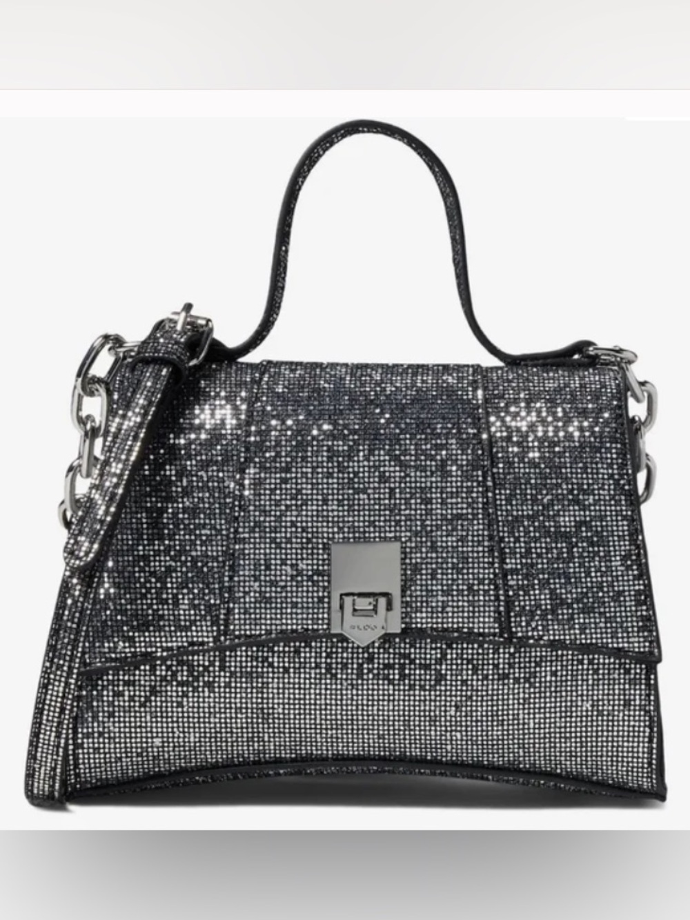 Aldo Gunmetal Crystal Top-Handle Satchel